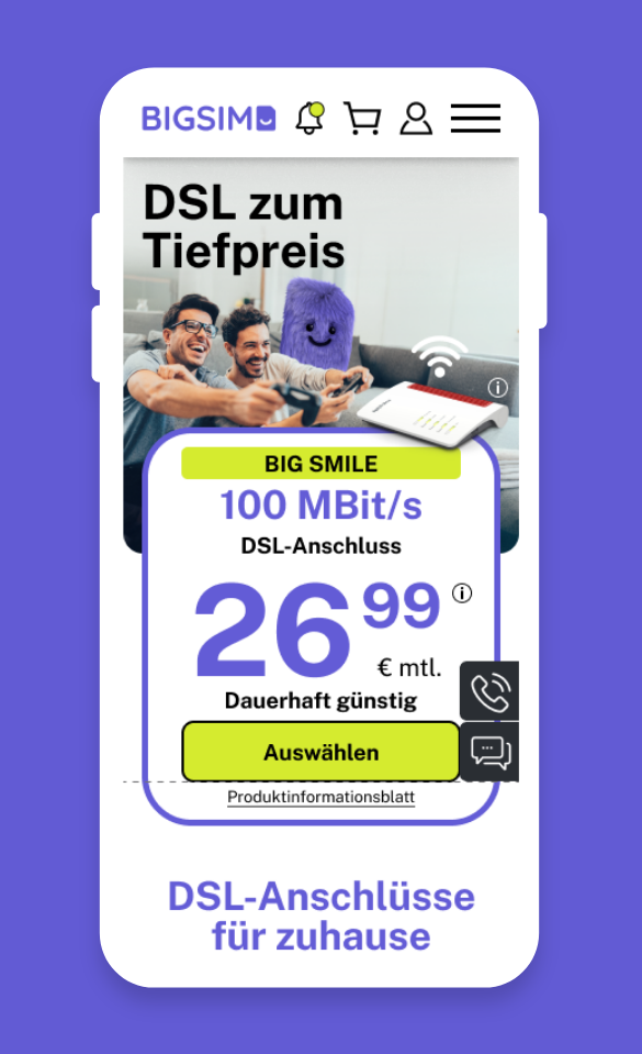Ansicht der DSL Seite