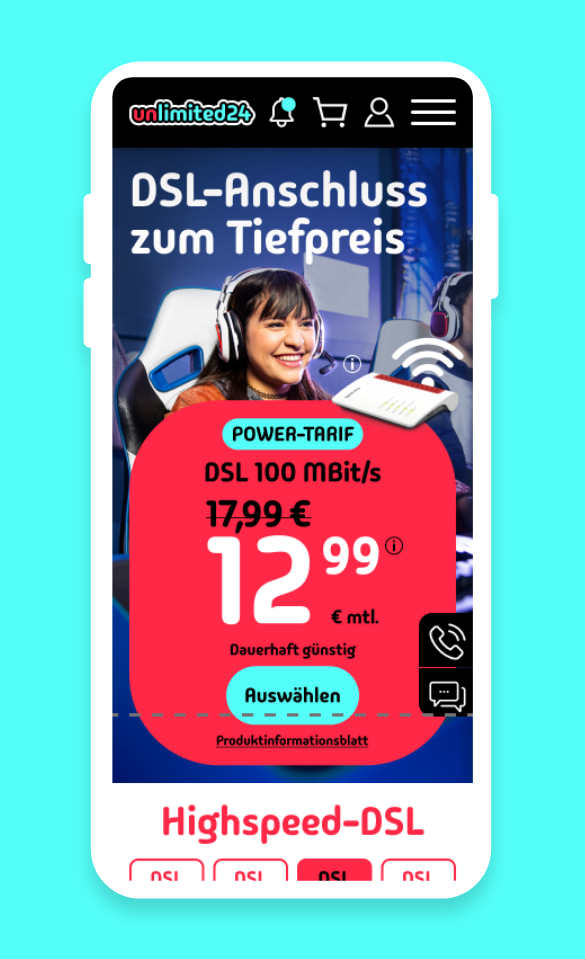 Ansicht der DSL Seite